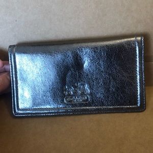 Coach Silver Leather Checkbook Holder